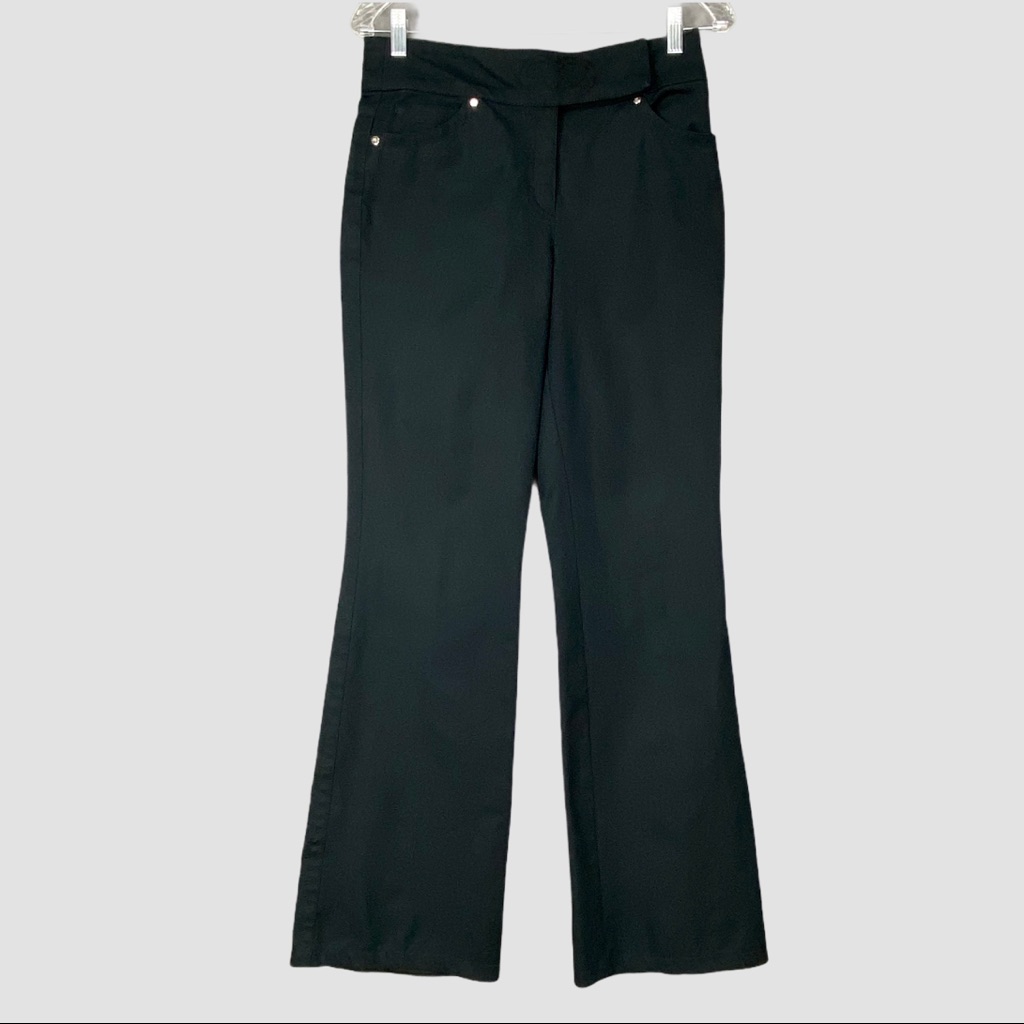 Escada Black Cotton Stretch Flare Trouser Pants 8